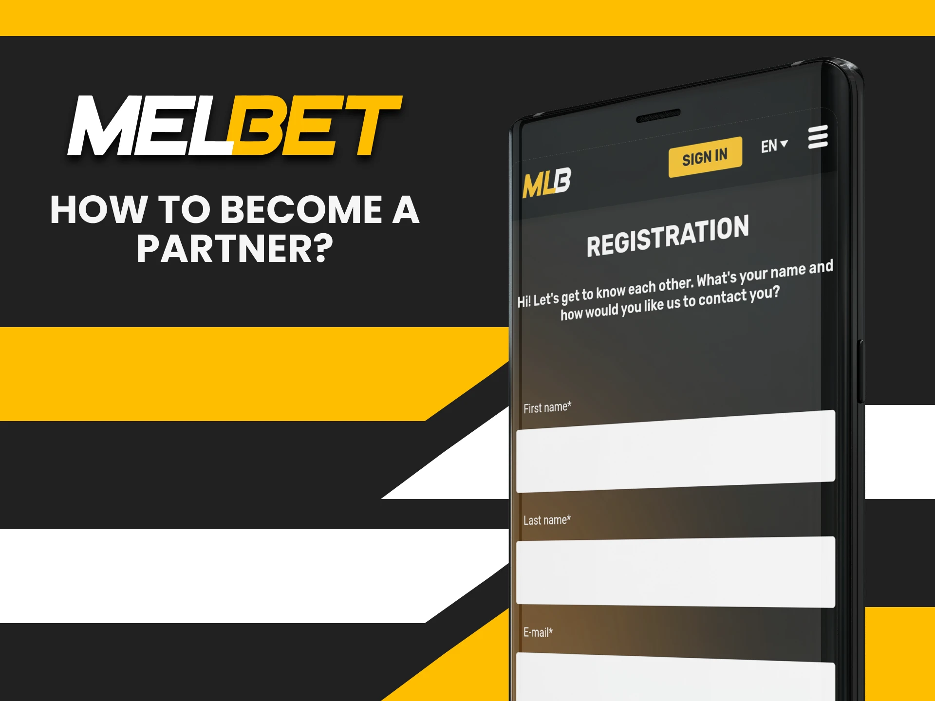 Register to participate in the Melbet affiliate program.