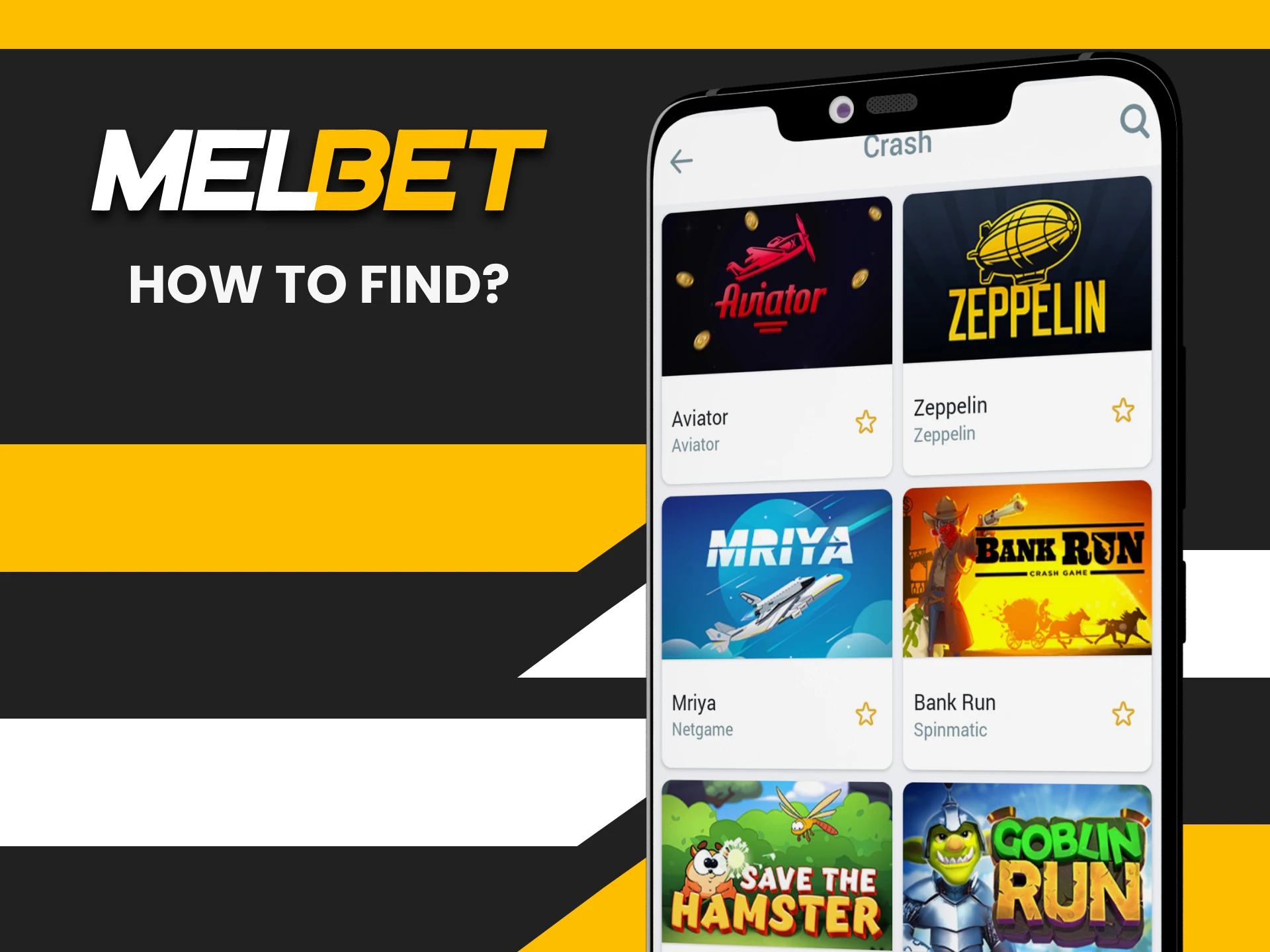 Find Aviator in the Melbet casino section.