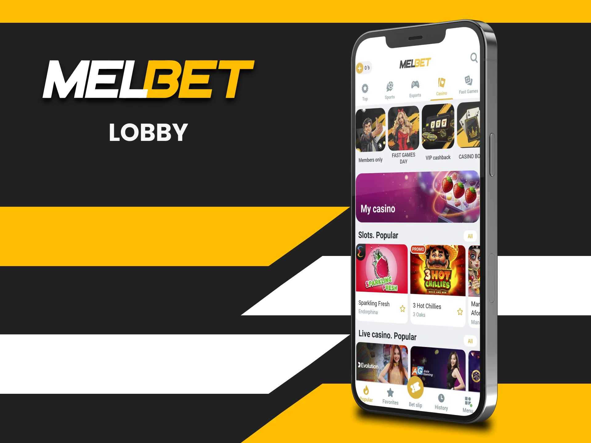 Explore the casino interface on Melbet.