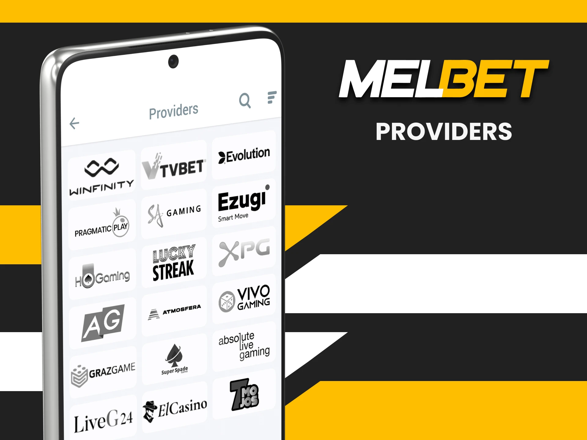 Choose your provider for games on Melbet.