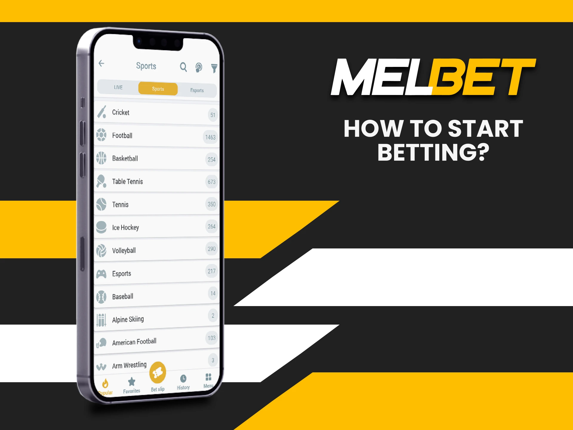 Go to the sports section for betting on cricket from Melbet.