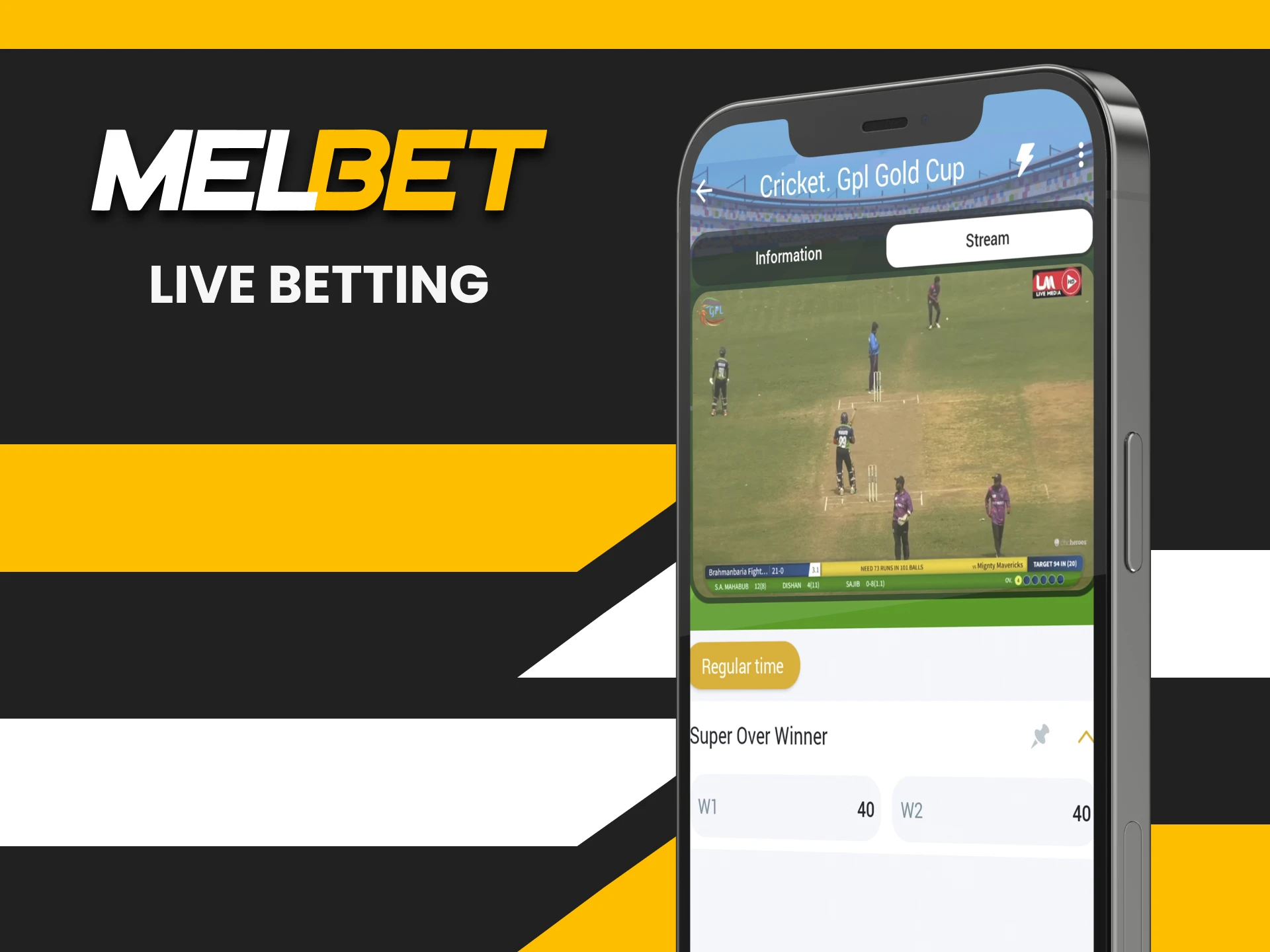 Place bets on live cricket events on Melbet.