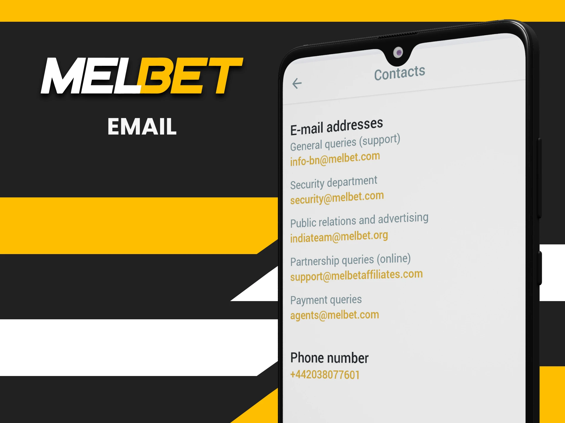 Use email to contact Melbet.