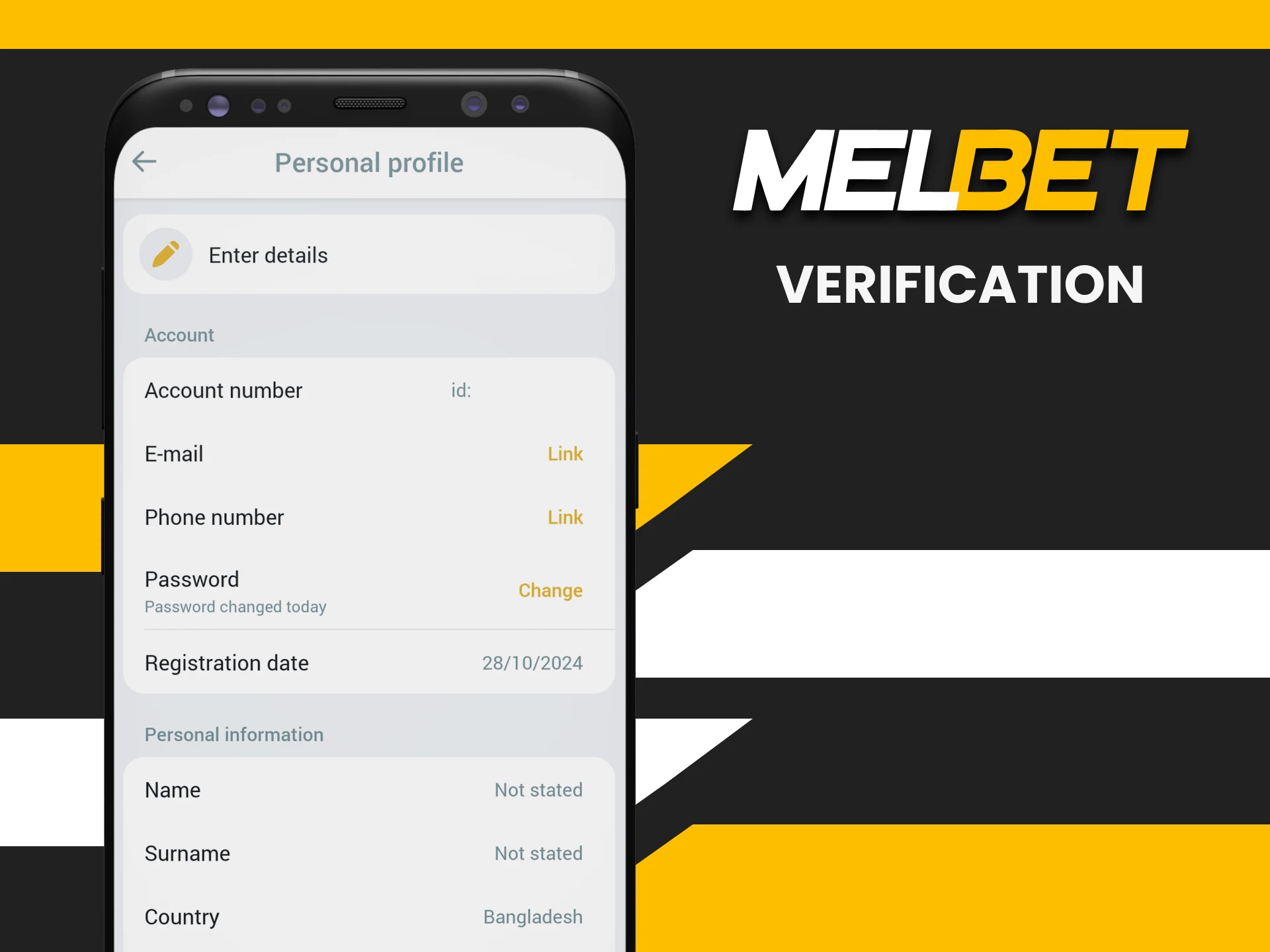 Fill in the details to make transactions on Melbet.