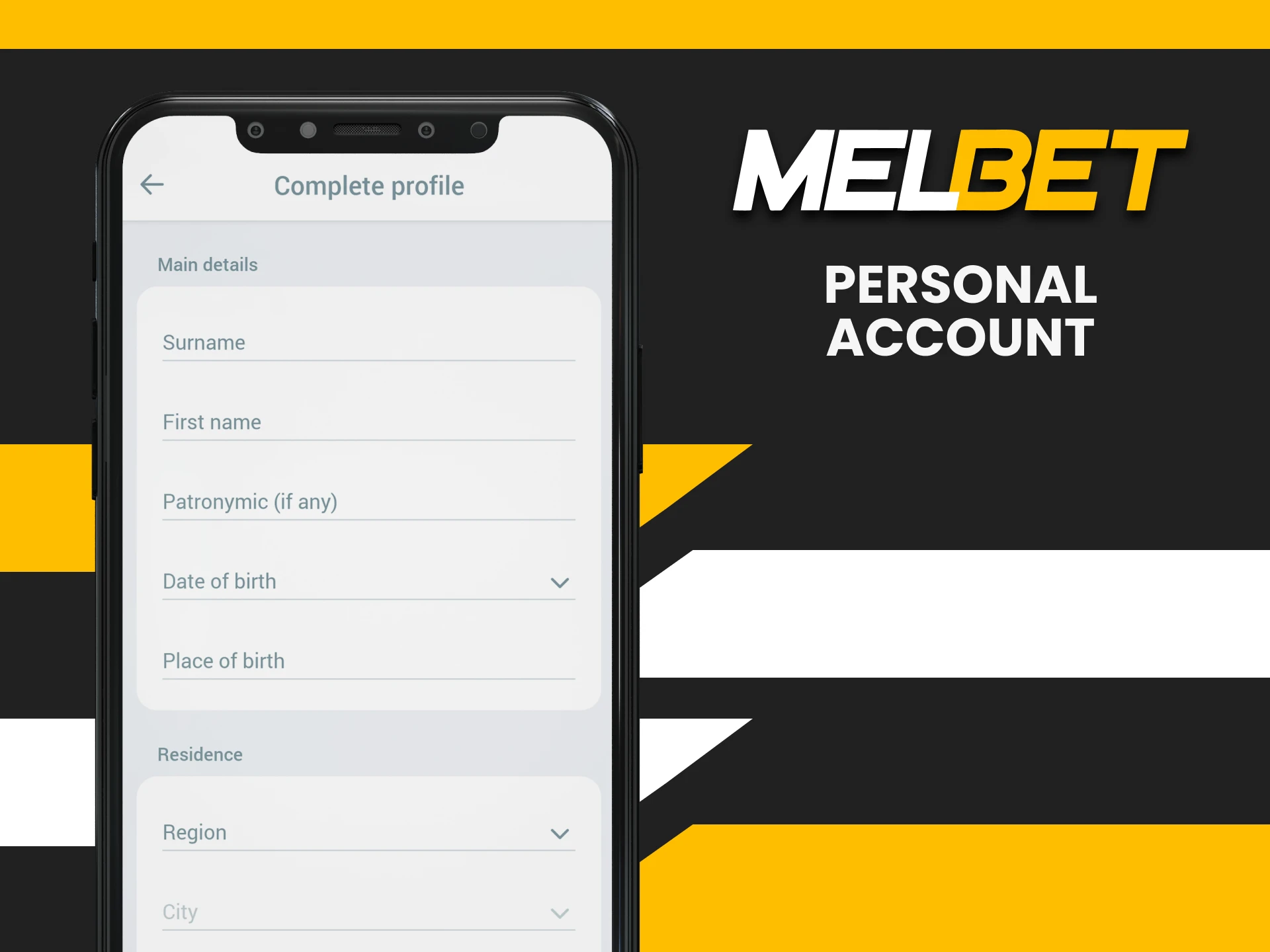 Explore your personal account in the Melbet application.