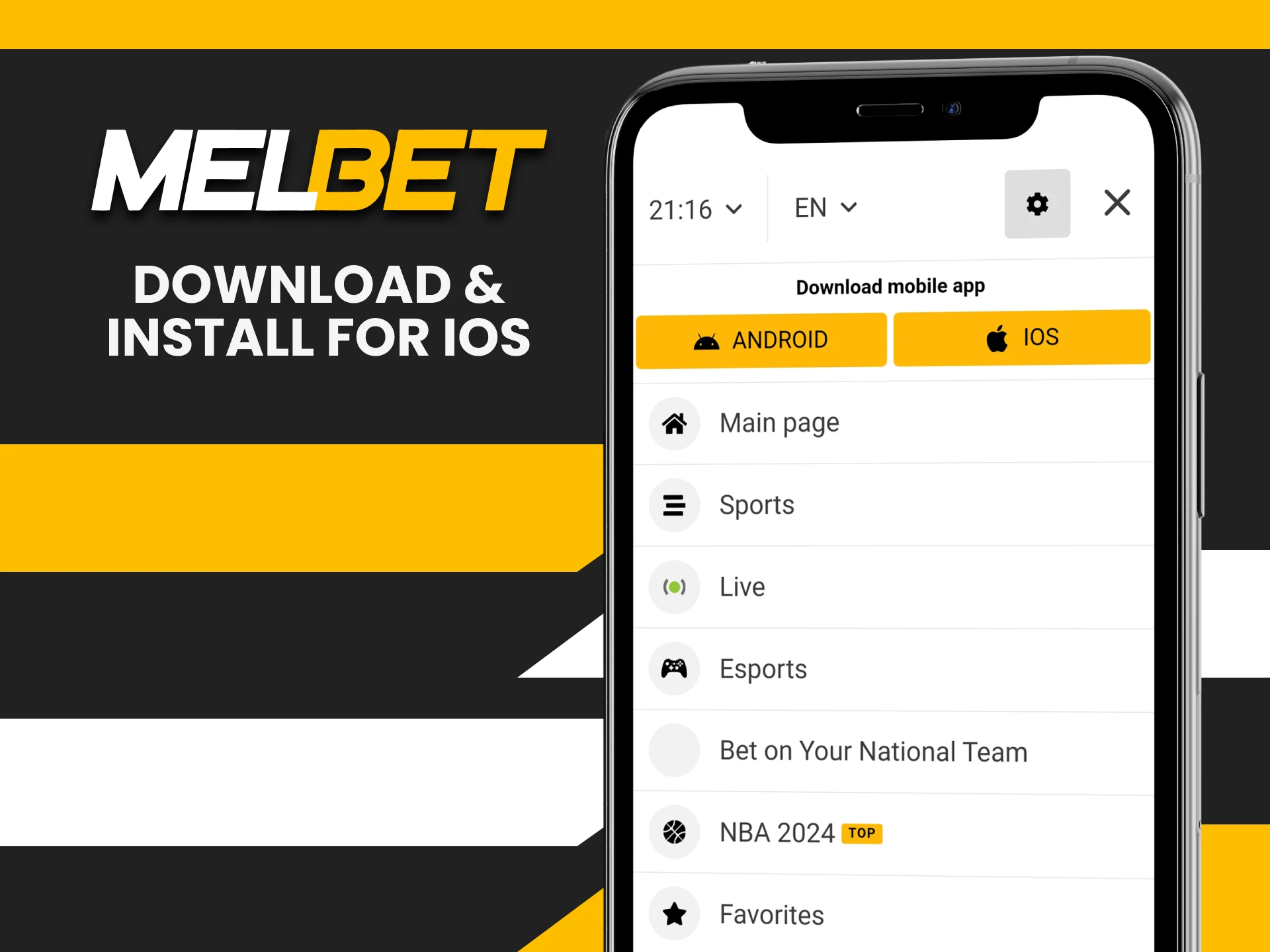 Download the Melbet app for iOS.