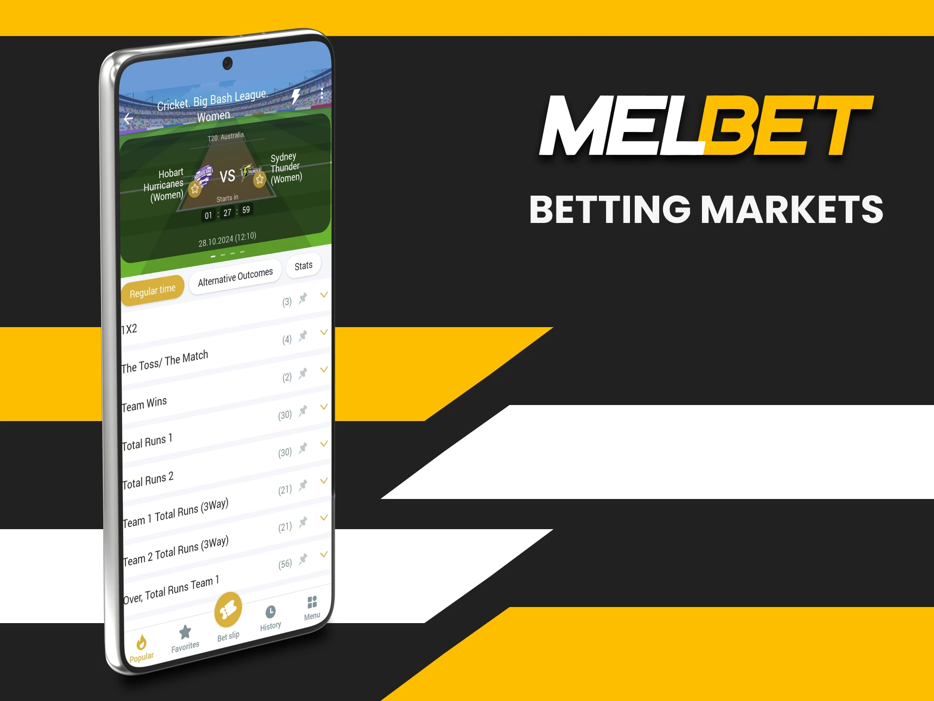 Melbet has many different sports betting options.