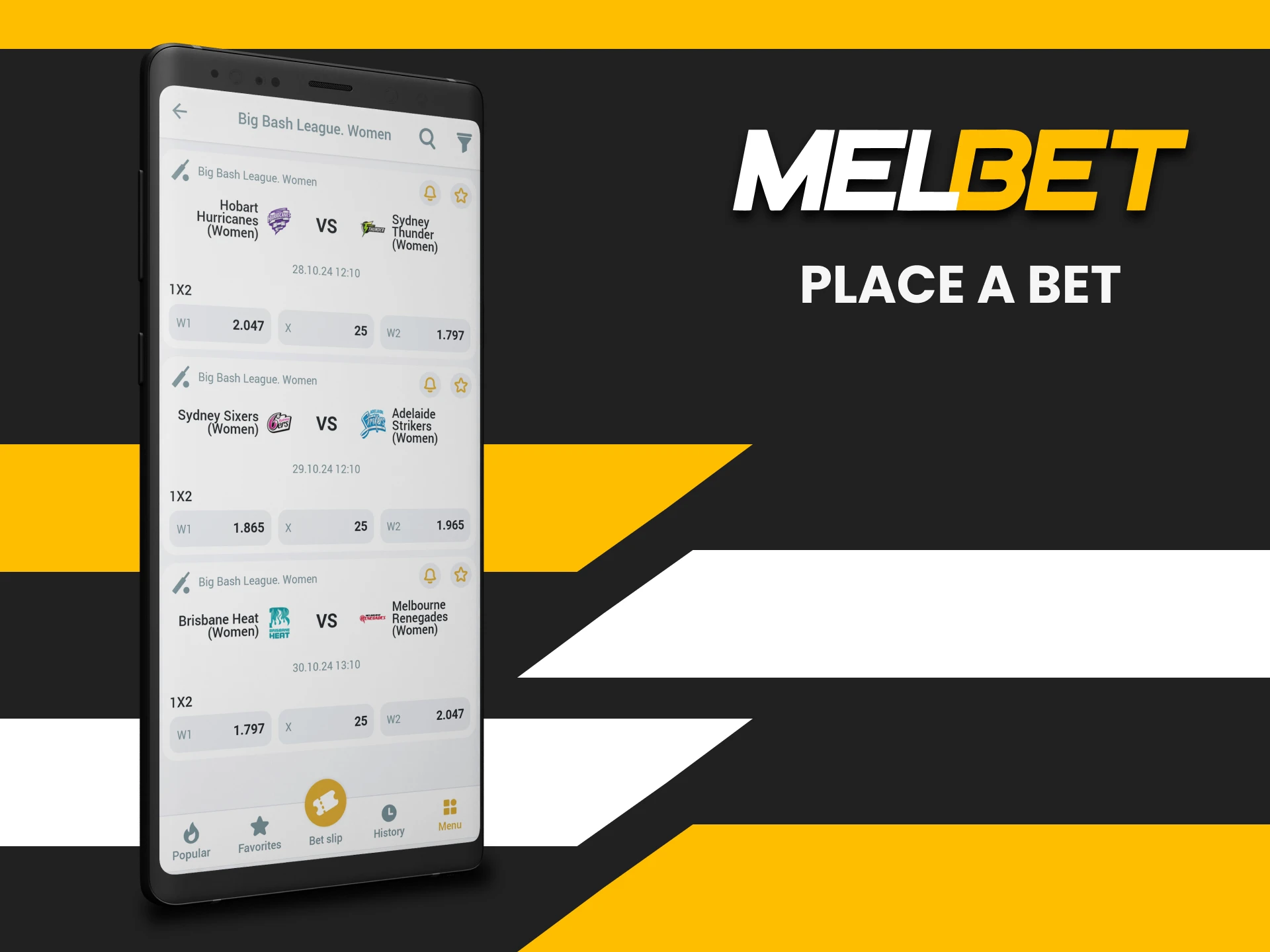 Go to the sports section for betting on Melbet.