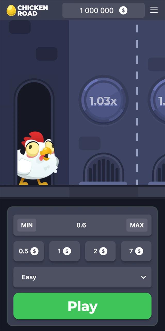 Home page in the Chicken Road game from Melbet Casino.