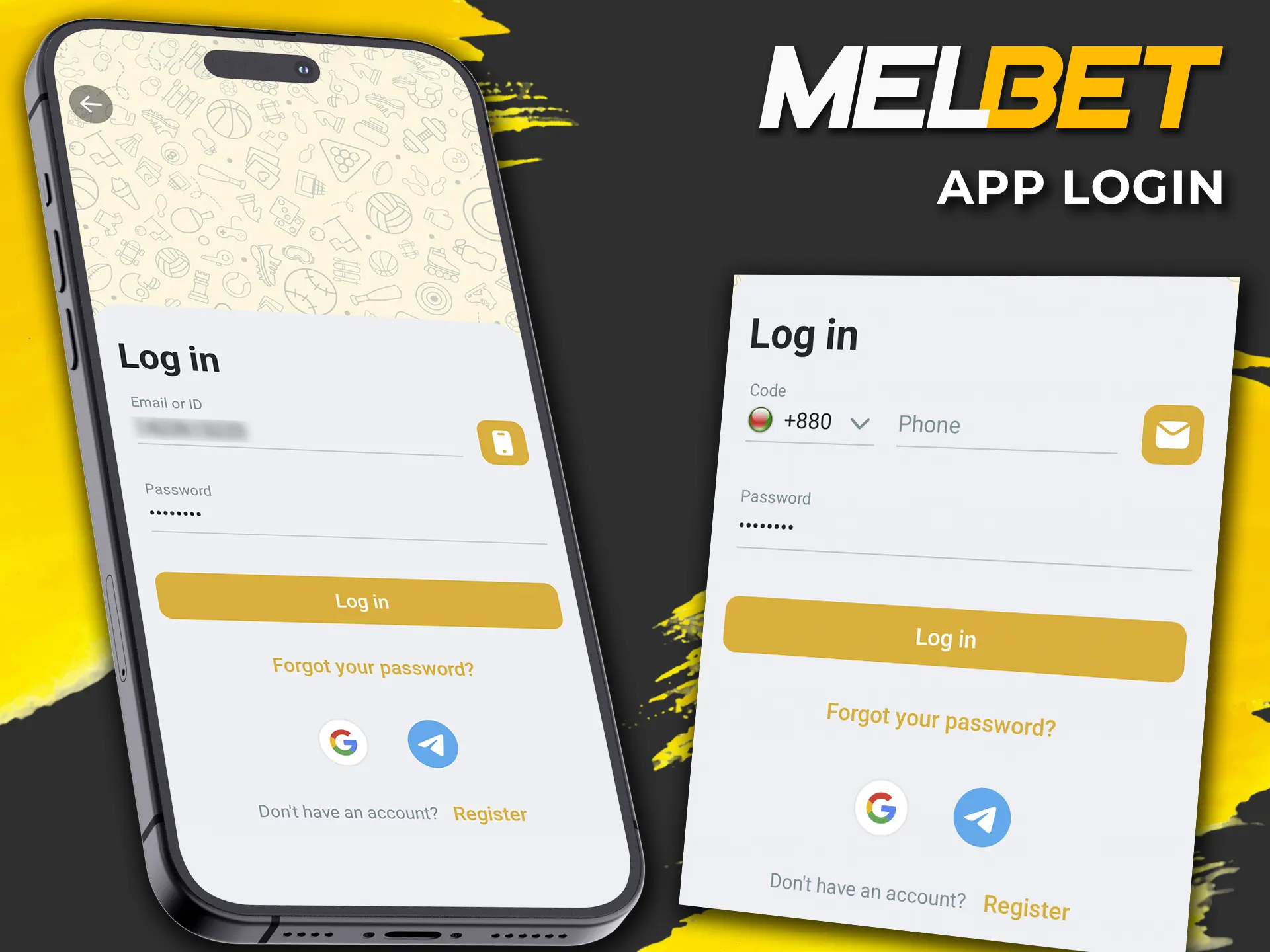 Log in to your account via the Melbet app BD.
