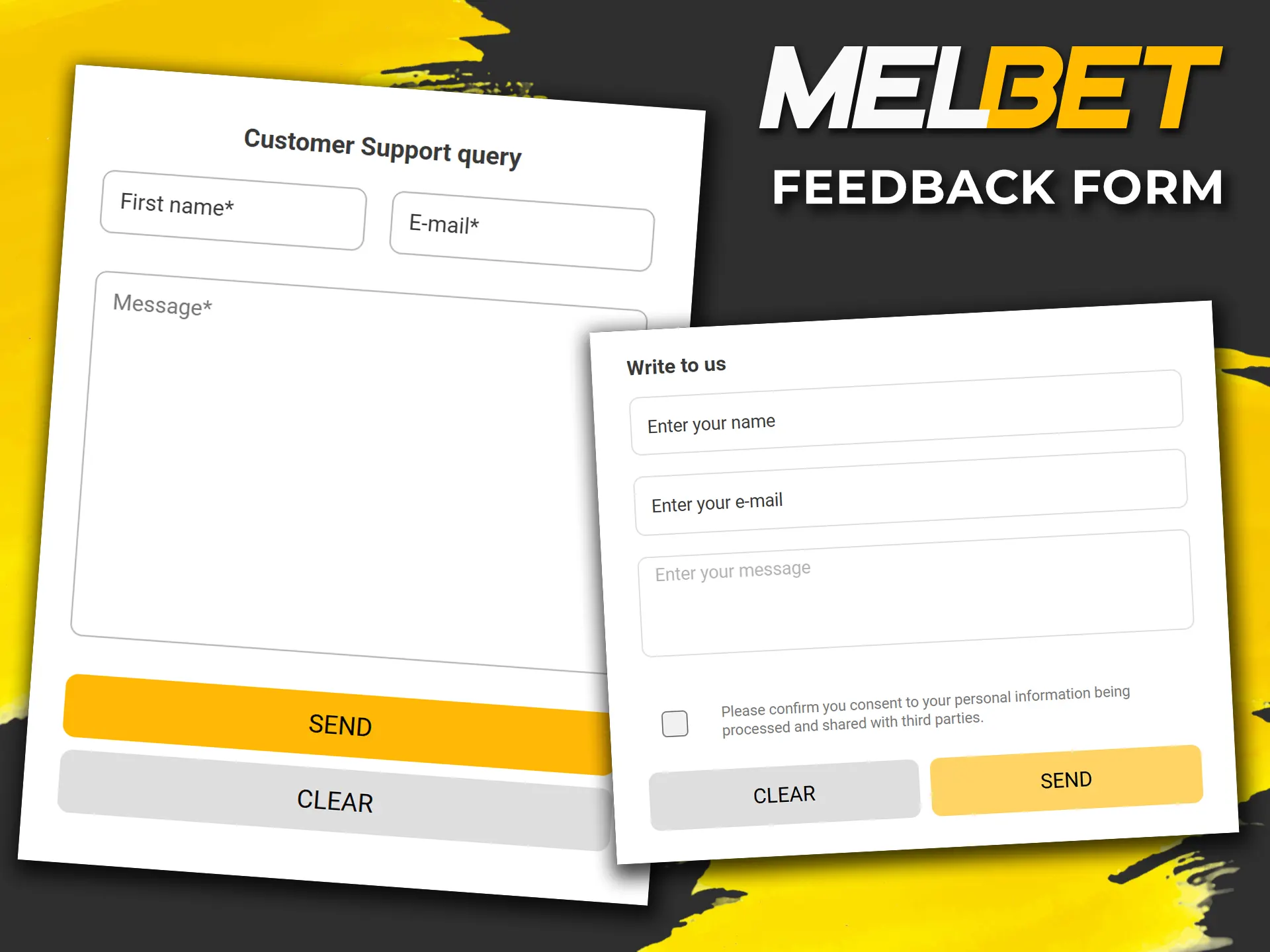 Leave a message using the Melbet feedback form.