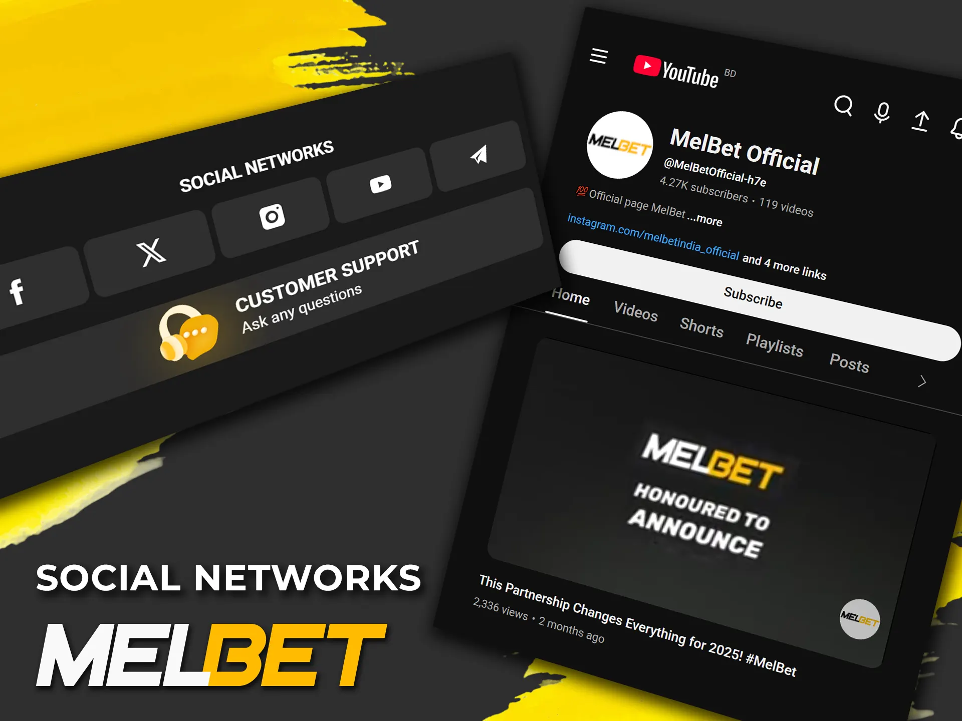 Subscribe to Melbet's official social networks.