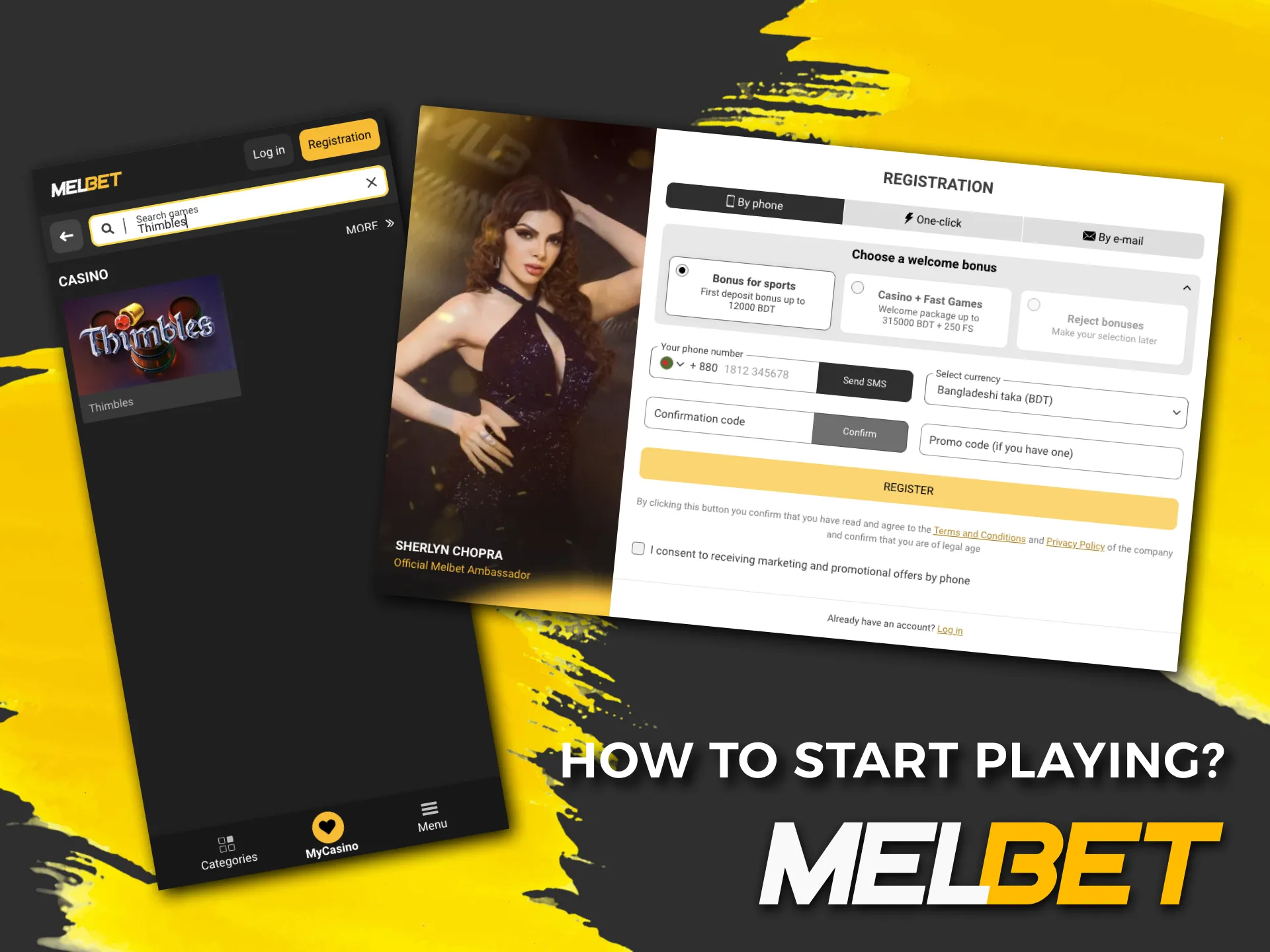 Find out that it's so easy to start playing Thimbles on Melbet.