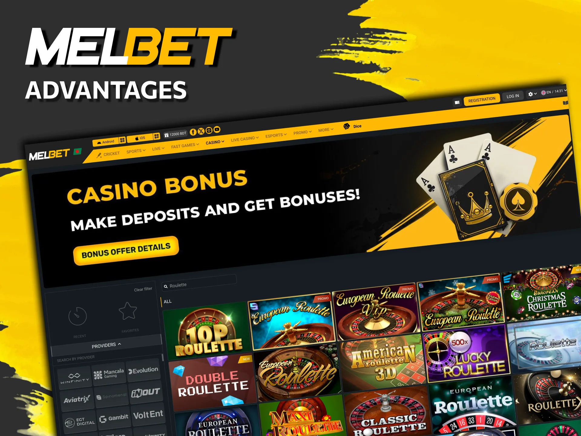 Advantages of playing roulette games on Melbet platform in Bangladesh.