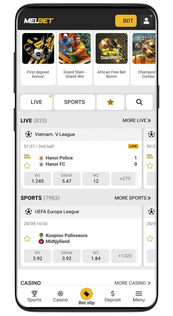 Enjoy playing and betting on the Melbet mobile.
